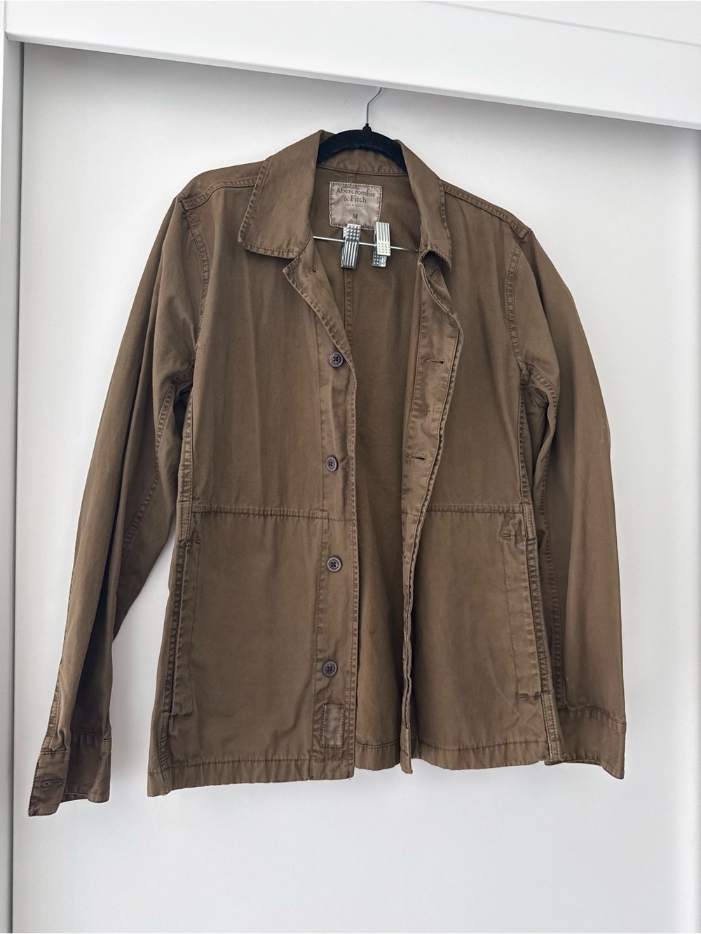 Abercrombie & Fitch Y2K olive brown utility jacket with button closure
